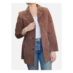 Wet Seal Vintage Y2K Suede Leather Jacket Brown Large